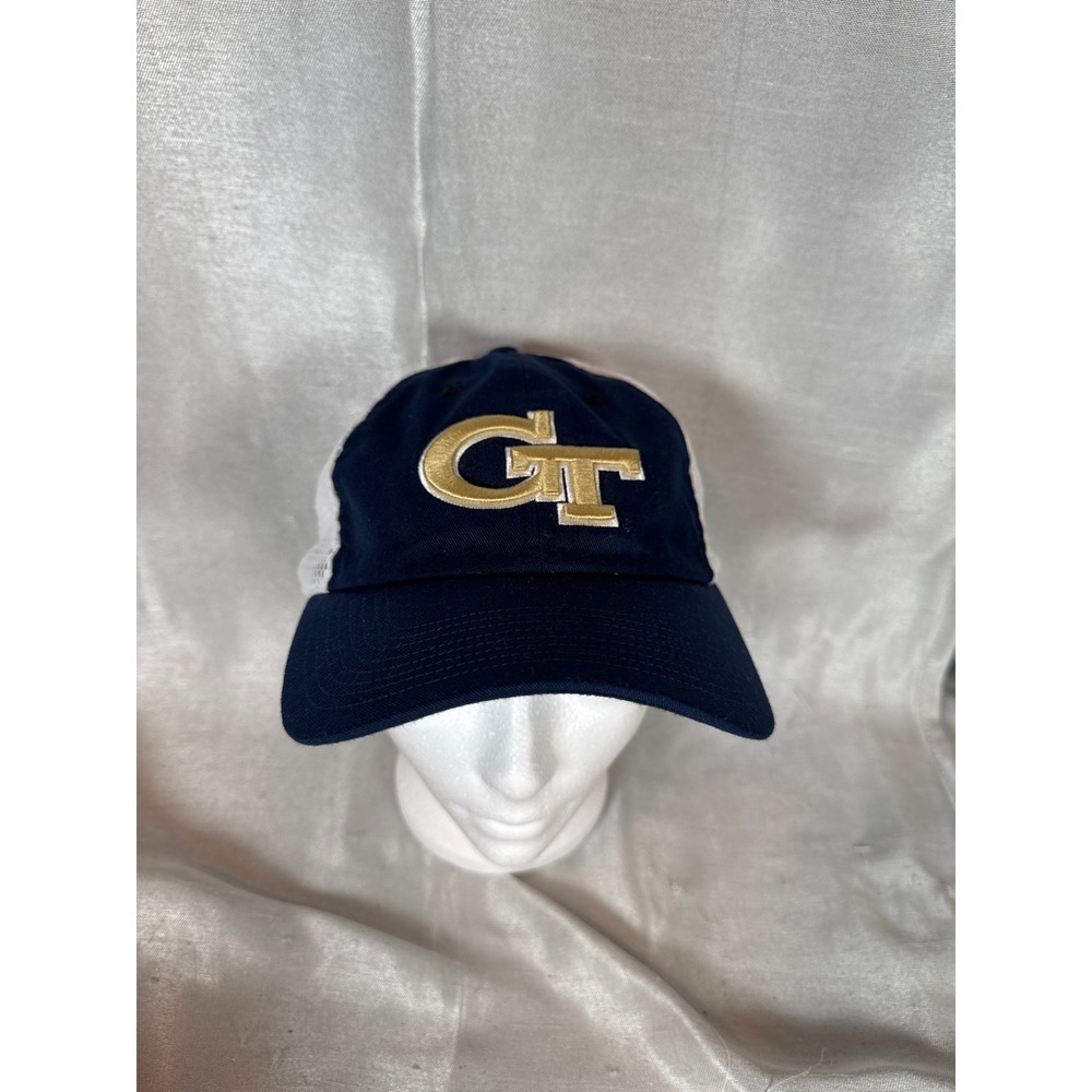 NWT Adidas Georgia Tech GT Golden T's Navy Blue White Mesh Trucker Hat Cap‎